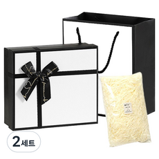 Marbella 禮物包裝盒 + 填充紙絲組 + 購物袋組 大型 35 x 25 x 9 cm, 2套, 白色