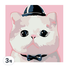 리빙듀오 DIY 유화 그리기 소형 20 x 20 cm, A-019 리본타이고양이, 3개