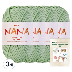 니뜨 나나 뜨개실 50g x 4p + 니팅맵 mini 세트, 3개, 22_인디민트
