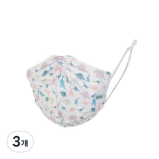 코코릭 새부리형 재사용 ILE 쿼드 마스크 유아동용 DINO S, 1개입, 3개, 화이트