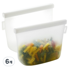 lilive 더블락 실리콘 지퍼백 화이트, 1L, 1개입, 6개