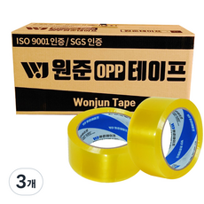 원준테이프 경포장용 테이프 50m 12p, 투명, 3개