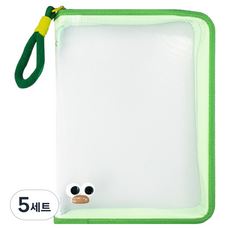 DOnG-A Pms A4透明拉鍊文件收納盒 + 貼紙裝飾組, 綠色, 5套