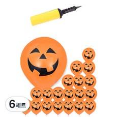 萬聖節派對氣球 20p + 小緞帶 + 手動打氣筒 隨機出貨, 南瓜橘色, 6套