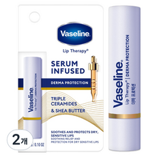 Vaseline 凡士林 Derma Protection精華注入護唇膏, 2個, 3g, 無色
