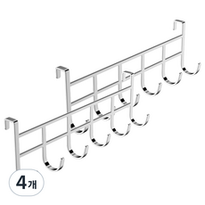 덴빌리어 다양한 수납 문걸이 도어후크 6구 22 x 9 cm, 실버, 4개