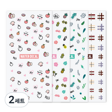 nail tree 現代可愛美甲水轉印貼紙 4件組, 2組, 果凍桃，夏威夷之夢，薄荷綠，迷人格紋