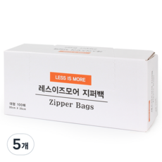 레스이즈모어 지퍼백, 대(L), 100개입, 5개