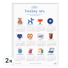 funyz 2026年 Object 壁掛式海報日曆 A3, 混合顏色, 2個