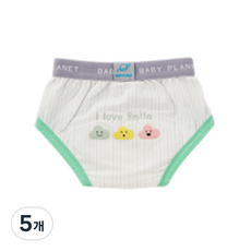 베이비플라넷 밤부 배변훈련팬티 스마일 클라우드, 에메랄드 그린, 5개