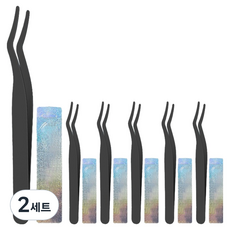 Baummiru 睫毛鑷子 6入 + 卡片 6入 全套組, 2套, 黑色