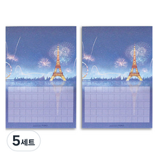 마음더하기 원고지 세로형 메모지 2p 세트, 파리의 밤, 5세트