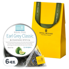 ROYAL ORCHARD 經典伯爵茶銀罐單包茶包 + 禮物盒禮盒組, 6套, 茶包 6入 + 禮物盒