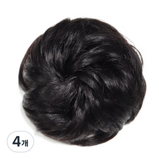 알리다 곱창 부분가발 러블리 똥머리, 내추럴 블랙, 4개
