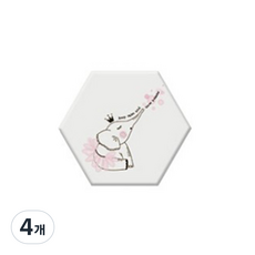 미끄럼 방지 규조토 컵받침, 13코끼리, 4개