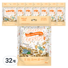네츄럴랩 포켓 크리스피 고양이간식 스낵, 혼합맛(참치/개다래나무), 80g, 32개
