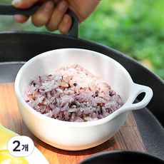 칠린 멜라민 웨어 핸들 보울, 화이트, 2개
