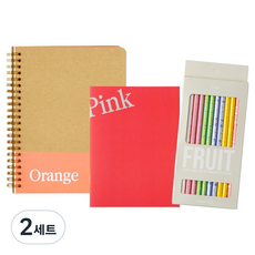 STUDIO EIGHT 手冊便條紙筆記本套組, 橘色 + 粉紅色, 2套