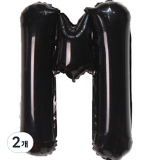 팡파티 레터링 알파벳 풍선 M 40cm, 블랙, 2개