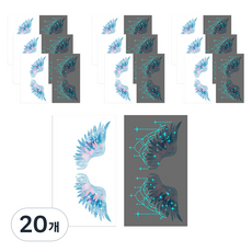 Modernat 夜光紋身貼紙, 20個, 翅膀