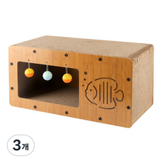 바디보 고양이 사각 스크래쳐 숨숨집 하우스, 물고기, 3개