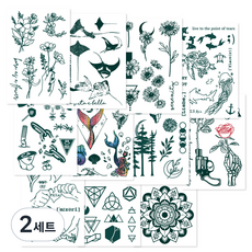 nail tree 時尚日常紋身貼紙 11款, 2套, 混合顏色