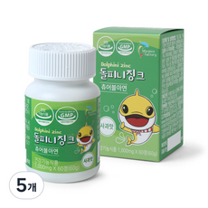 돌피니 징크 사과맛 유아 아연 츄어블, 60정, 5개