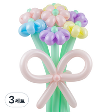 셈퍼텍스 요술풍선 데이지 튤립 꽃다발 만들기 세트, 소프트 4색혼합, 3세트