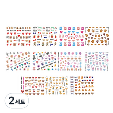 小熊圖案美甲貼紙 11件組, 2組