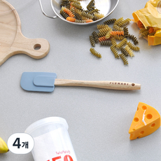 kitchen U 木柄矽膠刮刀 小, 混合色, 4個