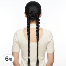 알럽홈 여성용 끈 땋은 포니테일 가발 65cm, 브라운블랙, 6개