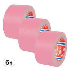 iQIHAN 칼라 마스킹 종이테이프 50mm x 15m, 핑크, 6개