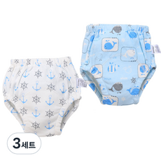 베베니즈 유아용 큐트패턴 배변훈련 팬티 2종 세트, 고래, 3세트