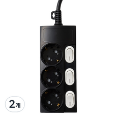 보에담 멀티탭 개별스위치 3구, 블랙, 2개, 5m