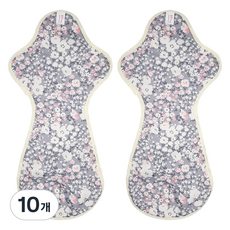 eechae 一體式特級夜用棉衛生棉 灰色花朵, 10個, 1入, 夜用加長