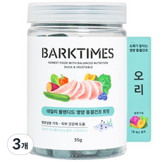 바크타임즈 강아지 데일리 블랜디드 영양 동결건조 트릿, 오리, 55g, 3개