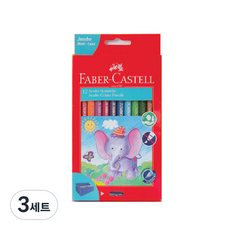 파버카스텔 점보색연필 지관 + 점보연필깎이 세트 111622, 12색, 3세트