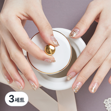 바바코코 글리터 젤네일 스티커 세트, 레인드롭 골드 23451, 3개