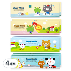 미소로 2000 해피프렌즈 지함필통 2353 4종 세트, 고양이, 개구리, 다람쥐, 판다, 4세트