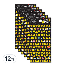 Petit 愛心Piyo 貼紙 da5275, 混合顏色, 12個