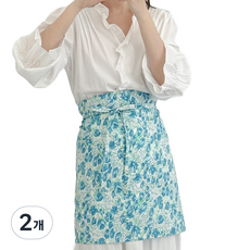 한스데이 심플 숏 하프 허리 앞치마 튤립, 블루, 2개