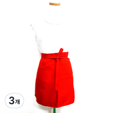 바이데코 무지 허리 앞치마 YJ014, 빨강, 3개