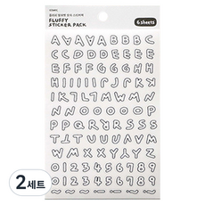 ICONIC 蓬鬆字母數字透明貼紙包 6入組, 2套, 混合顏色