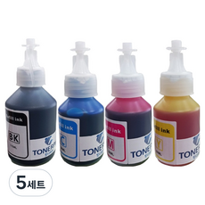 토너피아 브라더 호환잉크 검정 BT-D60 + 색상 3종 BT-5000 세트, 검정, 파랑, 빨강, 노랑, 5세트