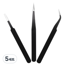 탐사 다용도 트위저 핀셋 3종 세트, 블랙, 5세트