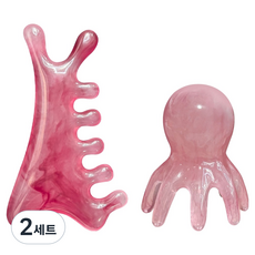 World Clean 樹脂按摩頭皮全身刮痧2件套組, 2套, 玫瑰