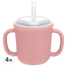 에디슨 스스로 실리콘 양손 빨대컵, 200ml, 4개, 핑크