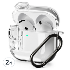 SINJIMORU 防變色 TPU 透明鎖扣 防丟失耳機保護殼, 2個, AirPods 4, 透明