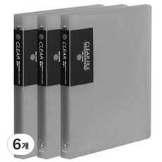 희망사무포인트 A4 클리어 파일 20매 O링 반투명, 검정, 6개