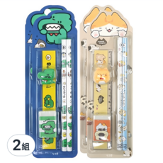 PINKFOOT 角色文具, 米色 2個 + 海軍藍 2個, 2組